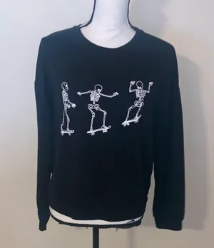 Shein Black Skeleton Graphic Woman’s pullover Sweater thumbnail 1