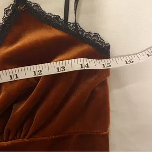 Forever‎ 21 Medium Brown Velvet Chemise Slip Dress Lace Y2K 90s thumbnail 7