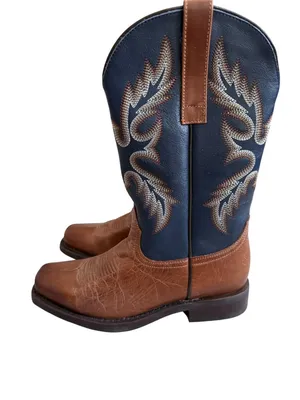MASTERSON BOOT CO Women’s Navy Brown Leather Cowboy Western Boots Sz 9.5 NEW NWO thumbnail 4