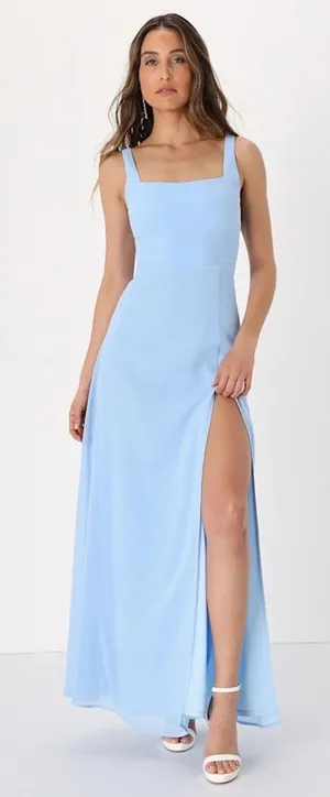 Lulus Remarkable Arrival Powder Blue Sleeveless Maxi Dress Holiday Gala Medium thumbnail 1
