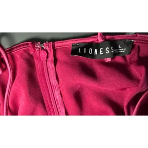 Lioness Satin Maxi Dress L Magenta Pink Cowl Neck Side Slit‎ Open Back Slip thumbnail 6