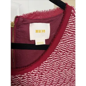 Maeve Textured Shift Dress Womens Size‎ M Burgundy Fringe Anthropologie Boho thumbnail 2