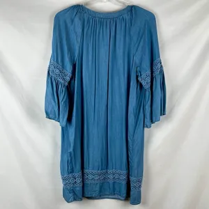 Crown & Ivy Blue V-neck Bell 3/4 Sleeve Denim Dress XL thumbnail 5