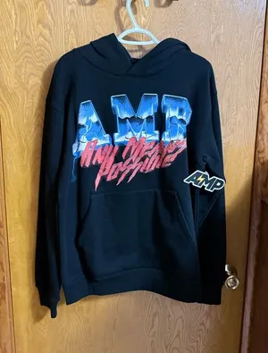 AMP Black Hoodie with Blue Gradient Graphic Size M thumbnail 1