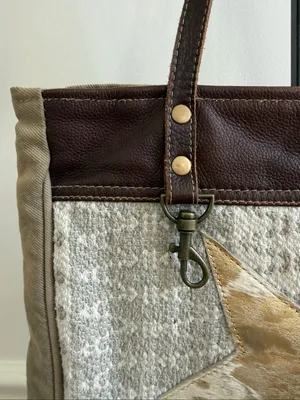 Myra Bag Edgy Star Canvas and Leather Tote Shoulder Bag thumbnail 5