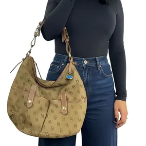 Y2K Vintage Dooney & Bourke Brown Monogram Canvas Hobo Shoulder Bag thumbnail 14