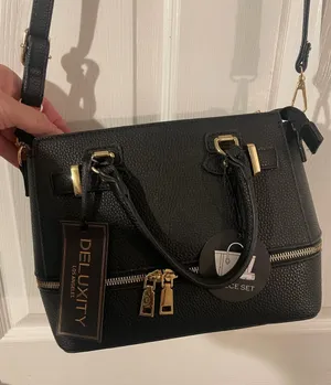 Deluxity Purse. Black. Faux Pebble Leather With Wallet. Pocketbook. New. thumbnail 1