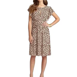 Tory Burch Women's Glady Animal Print Short Flutter Sleeve Dress thumbnail 3