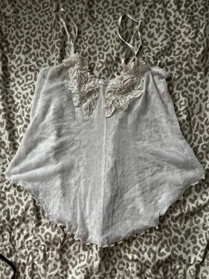 Ivory Lace-Trimmed Sheer Camisole Top thumbnail 1