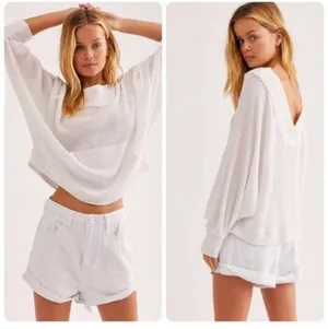 Free People Westend Thermal White Top Size Medium thumbnail 2