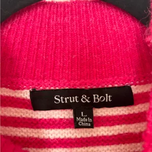 Strut & bolt striped pattern mock neck puff sleeve sweater thumbnail 6