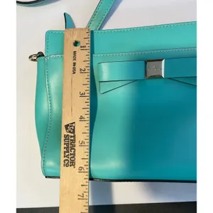 Kate Spade Montford Park Teal Small Crossbody Bag Bow Leather Chain Strap Chic thumbnail 9
