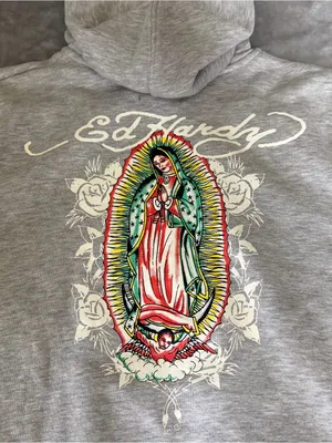 Ed Hardy Grey Full Zip Hoodie Sweatshirt Women’s Size Large Grey NEW thumbnail 13