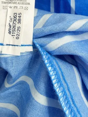 Aerie Good Day Button‎ Down Shirt Large Blue Striped Oversized Cotton thumbnail 9
