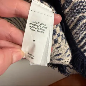 Lucky Brand Geometric Navy and Cream Cardigan Women's Medium VTG thumbnail 4