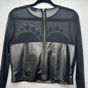 Iris Los Angeles Faux Leather Mesh Top Women XL Whimsigoth Witchy Y2K Dark Fairy thumbnail 4