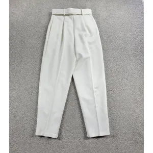 Vintage‎ Ellen D Womens Pants 9/10 White Pleated Belted Tapered Ankle Career thumbnail 11