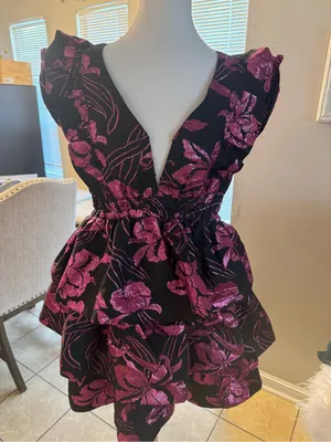 Gorgeous Buddy Love metallic black and pink ruffle homecoming cocktail dress thumbnail 1