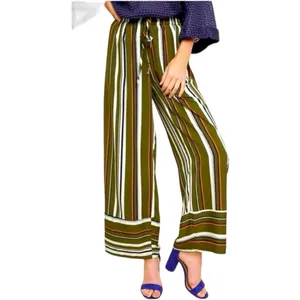 Womens Umgee Wide Leg Striped Pallazo Cropped Drawstring Pull-On Pants - Sz S thumbnail 2