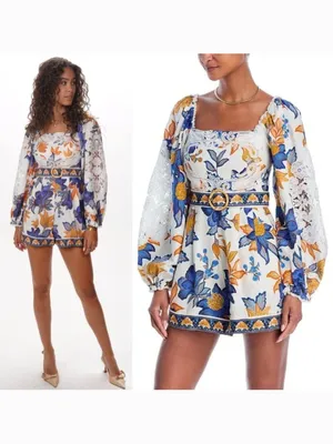 Farm Rio Romper M NWT Summer Flowers Off-White Floral Resort Trendy thumbnail 2