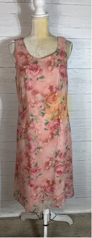 White Stag floral chiffon midi dress size 10 Y2K sleeveless thumbnail 1