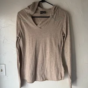 Cruel Denim Women's Tan Speckled‎ Long Sleeve Hoodie Western Cowboy Size M thumbnail 2