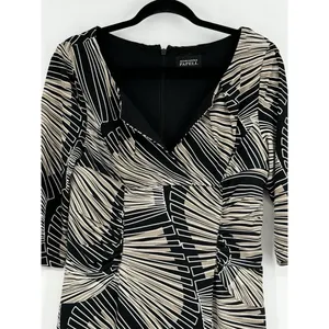 Adriana Papell Geometric Fitted Stretch Sheath Ruched Sides Fully Lined‎ Size 6 thumbnail 3
