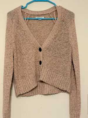 American Eagle Outfitters 3-Button Pink Gray Speckled Cardigan Sweater Size XS thumbnail 1