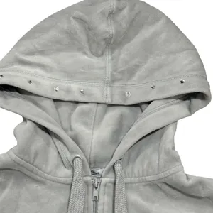 Disney Parks Disneyland Minnie Mouse Velour‎ Rhinestone Zip Up Hoodie Gray XL thumbnail 3