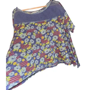 Free People Beach Dreaming‎ Floral Top Women's Small Boho Mesh Oversized Retro thumbnail 4