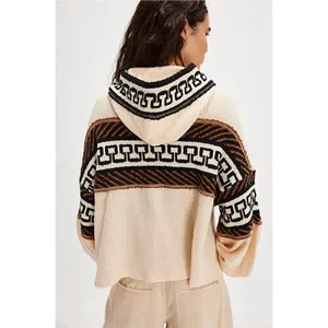 Free People Cardiff Waffle Knit Hoodie Pullover Top Size Medium thumbnail 11
