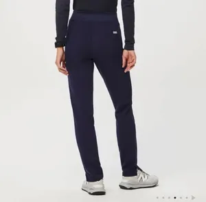 Figs navy blue yola high waisted skinny scrub pants with drawstring waist and pockets thumbnail 3