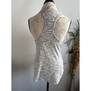 Lululemon Grey White Space Dye‎ Ruched Racerback Tank Top Womens Size 6 thumbnail 3