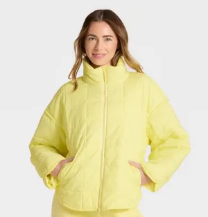 Target Yellow JoyLab Quilted Puffer Jacket Medium thumbnail 5