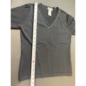 VTG Escio Black Stretchy Silky Nylon Knit Top Womens S Y2K 2000s Career Office thumbnail 7