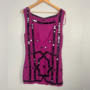 Free People SPEAK EASY Size 4 Pink Sequins Beads Mini NEW FLAWED thumbnail 11