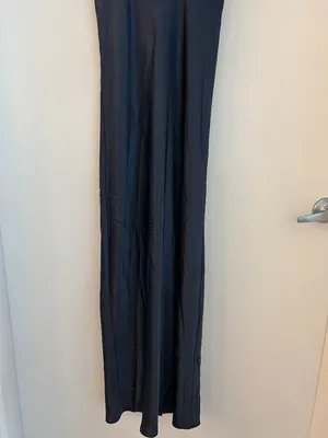 Here Comes the Sun Lace Bodice Satin Maxi Dress Gown in Navy Blue Size S NWT thumbnail 6