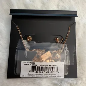 NWT COACH Signature Rose Gold Tone Floral Earrings Studs and Necklace Set thumbnail 2