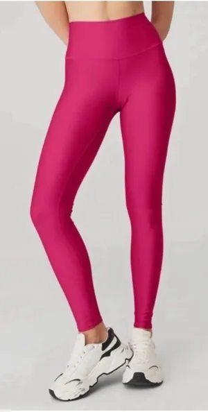 Alo Yoga 7/8 High Waist Shiny Airlift Legging Hot Fuschia Pink Calf Logo SZ XS thumbnail 1
