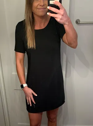 Black Short Sleeve Shift Dress thumbnail 2