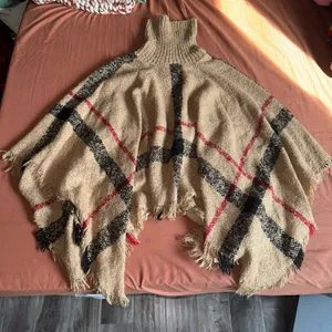 Plaid Poncho Tan thumbnail 1