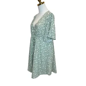 Soon Green Calico Babydoll Maternity Dress LARGE Cottage Prairie Designer $180 thumbnail 8