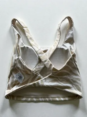 Old Navy Zebra Print Cross-Back Crop Sports Bra‎ Top XS thumbnail 2