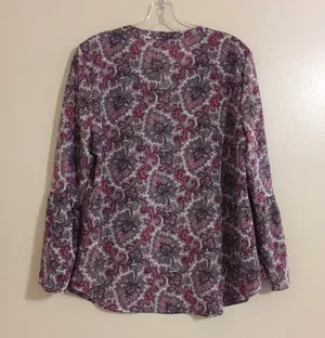 J. Crew Medium Paisley Floral Boho Bell Sleeve Top thumbnail 2