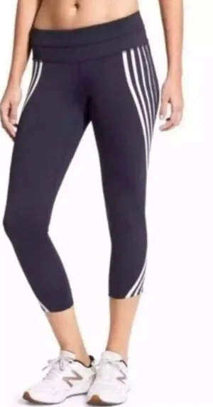 Athleta Gel‎ Sonar Navy White Striped 21" Capri Leggings Size XXS thumbnail 1