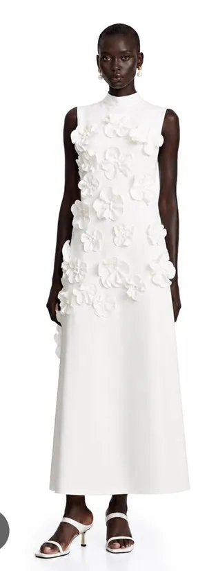 3D Floral Maxi Dress White Size 6 thumbnail 1