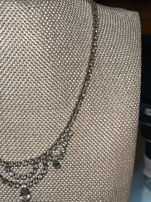 Vintage 50s 60s Rhinestone Choker Swag Drop Necklace thumbnail 4