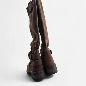 Brown suede like Slouchy y2k style Knee High Boots – Y2K Indie Cowgirl rave 6.5 thumbnail 5