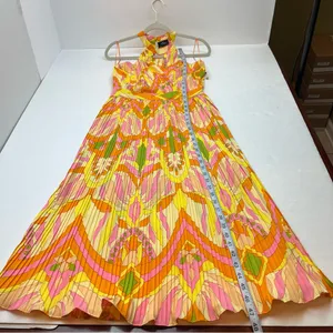 Milk & Honey Brightly Colored Geometric‎ Pattern Pleated Halter Dress Small NEW thumbnail 9