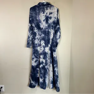 Line & Dot Women's Long Sleeve Maxi Dress Tie dye Small‎ Blue White thumbnail 6